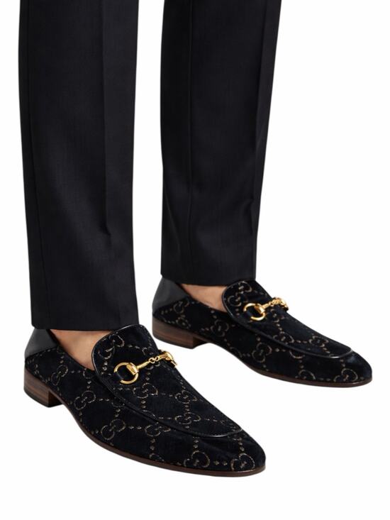 Gucci Other - Gucci Velvet GG Monogram Horsebit Mule Loafer Quentin Blue Size 9.5